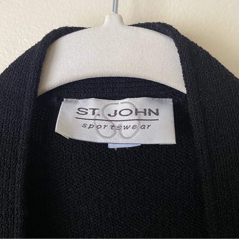 St. John Sportswear | Open Front Cardigan Sweater Santana Knit Black Small - Picture 5 of 6